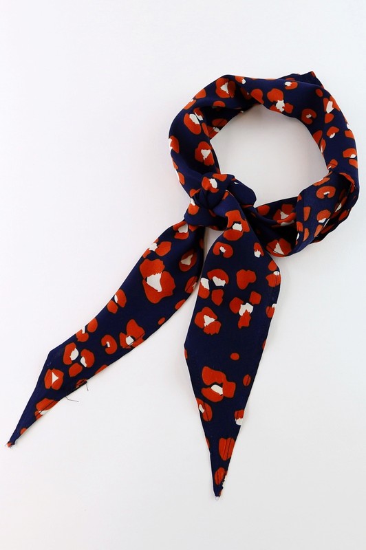 Navy and Red Leopard Bandana